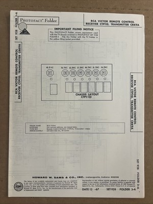 Vintage Sams Photofact Schematic 12-1967 RCA VICTOR REMOTE CONTROL RECEIVER