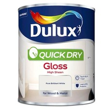 Dulux Quick Dry Gloss High Sheen For Wood & Metal Pure Brilliant White 750ml