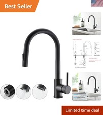 Black Stainless Steel Kitchen Faucet Pull Down Sprayer High Arc Matte