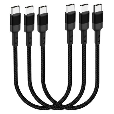 SUMPK Short USB C to C Cable 1FT, 3 Packs, 60W PD Fast 1 ft, black