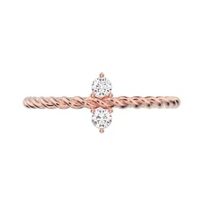 0.08 Ctw Round Cut Moissanite Dainty Twist Solid Gold Everyday Ring for Women