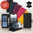 Echt Lederhülle Kartenfach Hülle Handyhülle Klapphülle Handytasche FlipCase Etui