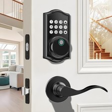Keyless Entry Door Lock with Handle, Keypad Door Lock with 1 Matte Black
