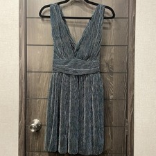 Lulus Ailey Gold and Teal Blue Skater Dress Size S