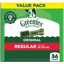 Natural Dental Dog Treats, Flavor, 36 oz.