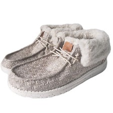 NWT Hey Dude Wendy Fold Youth Stitch Cozy Tan Size YT6 24Cm Fleece Lined Shoes