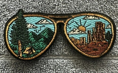HIKING SHADES 2x3 Embroidered Morale Patch Hook Backing Brand New