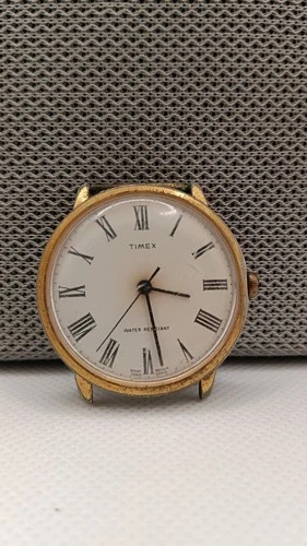 Vintage Timex 1960s–1970s Manual Wind Watch Roman Numeral Dial Gold Tone Working