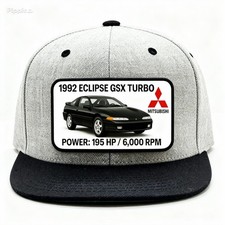 1992 Mitsubishi Eclipse GSX Turbo Hat, Removable Metal Patch, Snapback