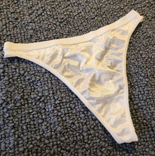 Vassarette VTG 90s Second Skin Wet Satin Stretch Thong Panty Large Bridal