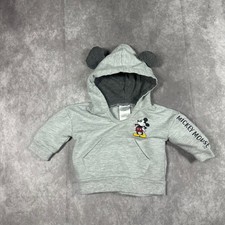 Disney Baby Mickey Mouse Gray Hoodie with 3D Ears 3-6 Months Pullover Sweatshirt
