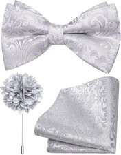 Pre-tied Bow Ties for Men Silk Clip On Mens Bow Tie Adjustable Bowtie Flower Lap