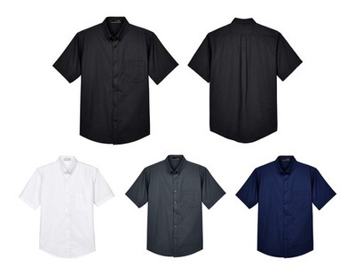MEN'S EASY CARE SHORT SLEEVE, COTTON BLEND TWILL SHIRT, UV UPF 40+, POCKET S-5XL