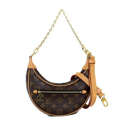 Louis Vuitton M81098 Monogram Leather Shoulder Bag Brown Size 22cm