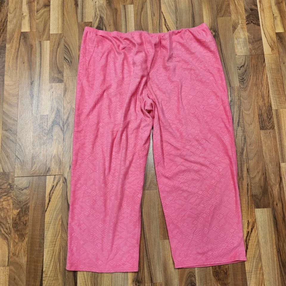 4X Fleece PJ Pajama Set Women's Plus Size Comfy Pink Texture - Image 4 of 4