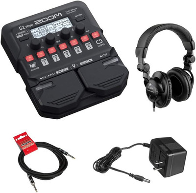 G1 Four Guitar Effects Processor with Polsen HPC-A30 Monitor Headphones, 9V Powe