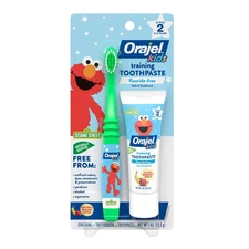 Orajel Elmo Fluoride-Free Tooth & Gum Cleanser with Toothbrush, Combo Pack, Bana