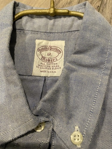 Brooks Brothers Makers Shirt Men's Blue Long Sleeve Button Up Collared Size 12 - Afbeelding 2 van 3