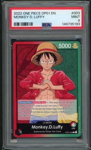 2022 ONE PIECE OP01 EN ROMANCE DAWN 003 MONKEY D. LUFFY PRE ERRATA LEADER PSA 9