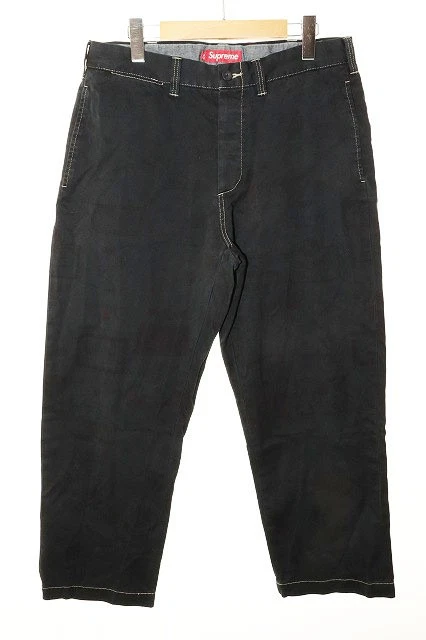 PANTALON CHINO SUPRÊME 24AW ÉTIQUETTES TEINTES NOIRES TAILLE 32 pantalon chino overdie labe