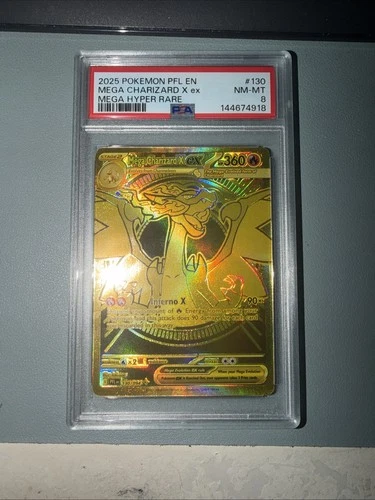 2025 POKEMON PHANTASMAL FLAMES MEGA HYPER RARE MEGA CHARIZARD X EX #130 PSA 8