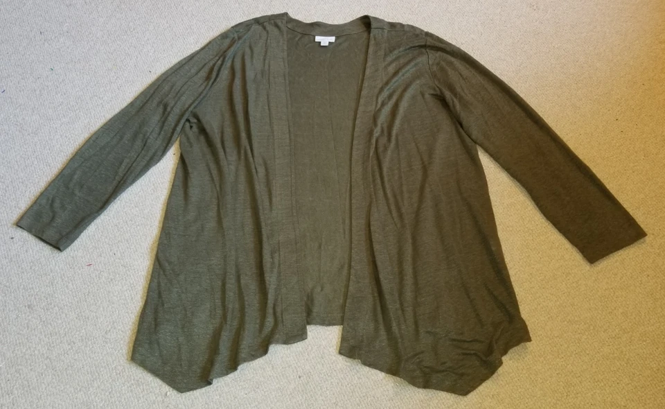 Suéter Mujer-J JILL-LOVE LINO-verde 100% lino tejido conjunto doble cárdigan/tanque-1X Foto 2 de 4