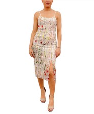 Sam Edelman Embroidered Floral Stems Sheath Dress Women's 10 Multi Sleeveless