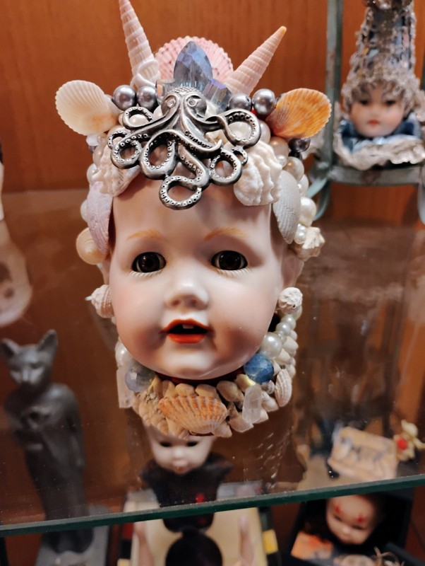 Mermaid Queen Rowena Shell Doll Assemblage Art Piece Hand Crafted Porcelain