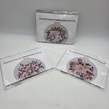 Lot of 3 Description of Embroidery Stitch Kits 808 809 810 Floral DIY Sealed