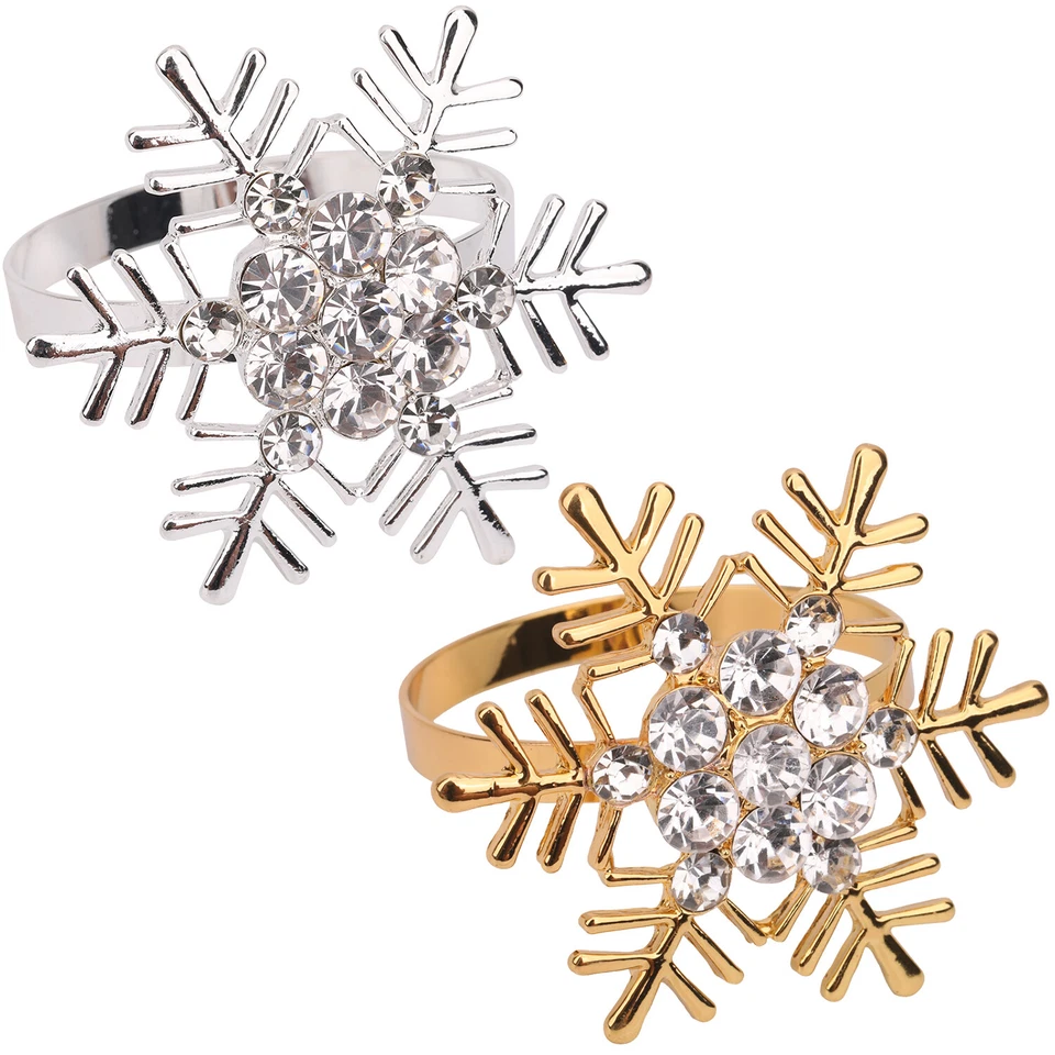 WEDDECOR Xmas Napkin Ring Holder Snowflakes Design Christmas Party Table Decor 1-18pcs