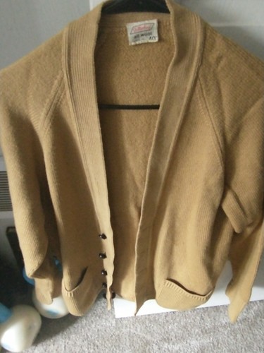 Mens Vintage St Michaels Button Up Cardigan Sweater Sz 40 All Wool - Picture 1 of 7