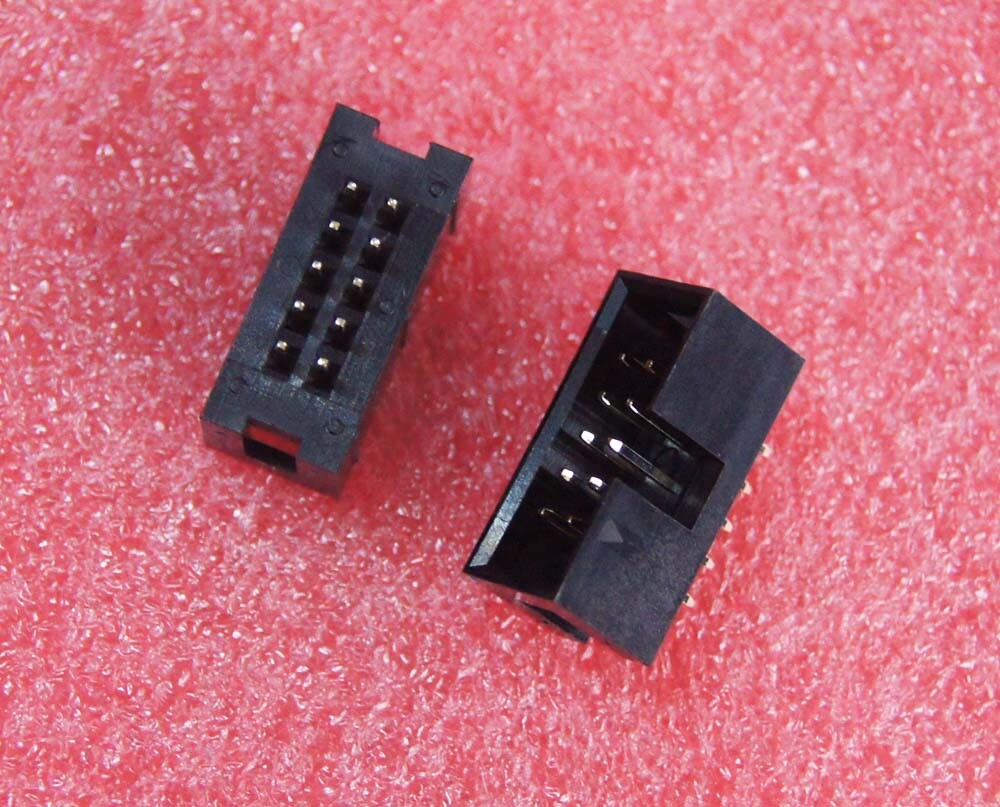 100pcs IDC Socket 2.54mm 2x5 Pin 10 Pin Straight Male Shrouded header ...