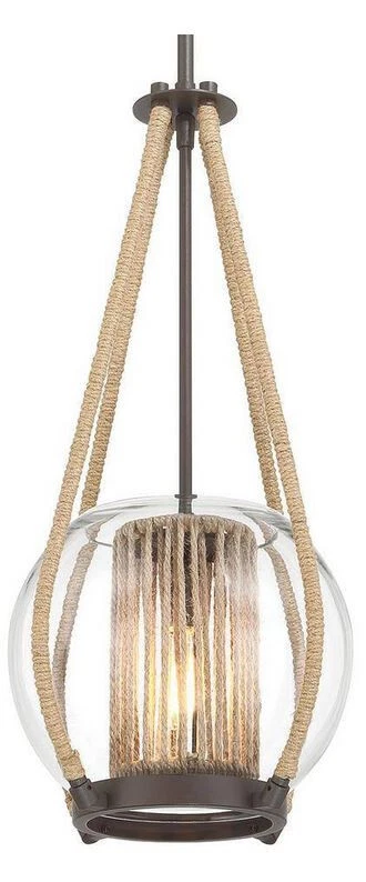 Lámpara colgante Minka Lavery Stutterhein 1 luz arena bronce con pantalla de vidrio Foto 4 de 4