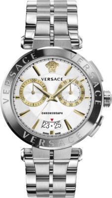 Versace VE1D00919 Aion Chronograph weiss silber Edelstahl Armband Uhr Herren NEU