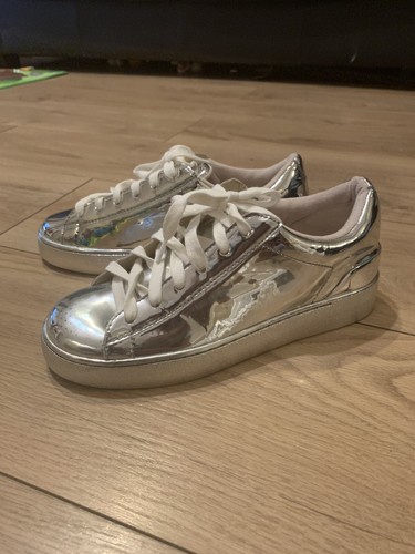 nine west silver trainers