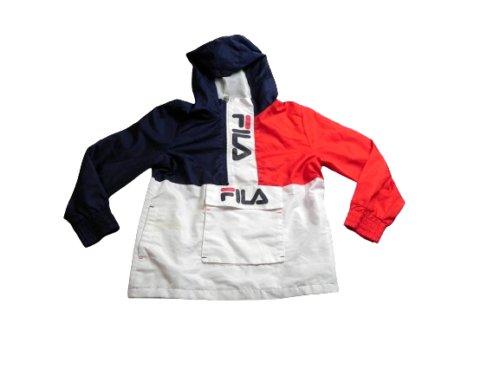 FILA Jacket Adult Medium Navy Red White Popover Windbreaker Lightweight Mens
