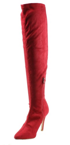 BellaMarie Women's Entice-10 Faux Suede Pointed-toe Knee-high High Heel Dress Bo