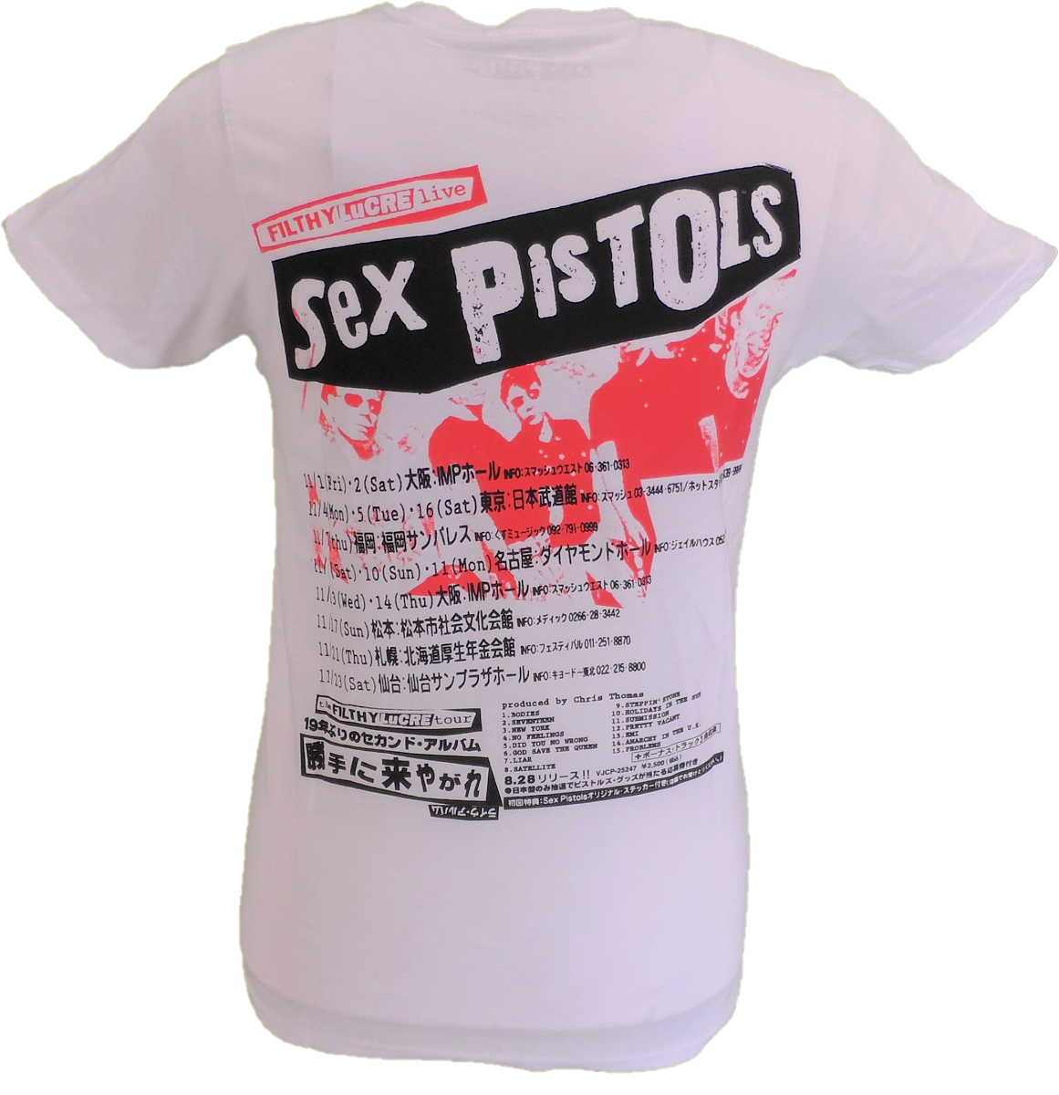 Mens White Official Sex Pistols Filthy Lucre Tour Japan T Shirt | eBay