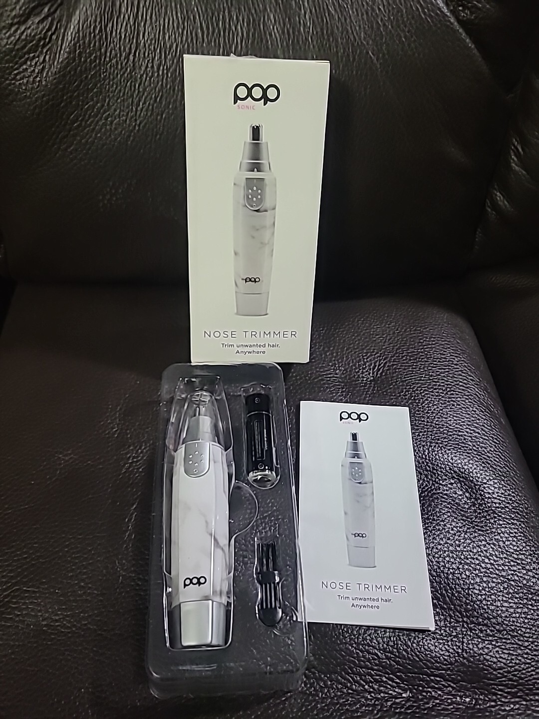 POP Sonic Nose Ear Hair Trimmer Unisex New in Box White Marbel NEW