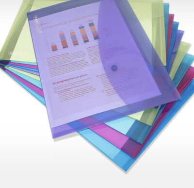 Rapesco 1665 Popper Geldbörsen, A4+, verschiedene transparente Farben, 10er Pack