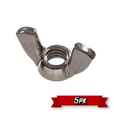 Wing Nut, 1/2"-13 Thread, Stainless Steel {5pk}