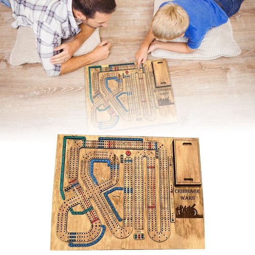 Cribbage War GaOD Wooden Cribbage Board Game Set with Built-inStorage Compartme - Picture 13 of 16