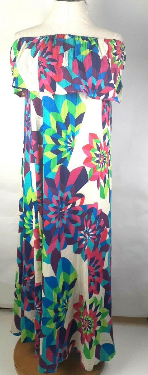 julie brown maxi dress Julie Brown Dress Maxi Colorful Strapless Size Medium