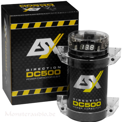 ESX DC500 0,5 Farad KFZ Powercap mit Verteiler PKW Kondensator Auto Elko 0,5F