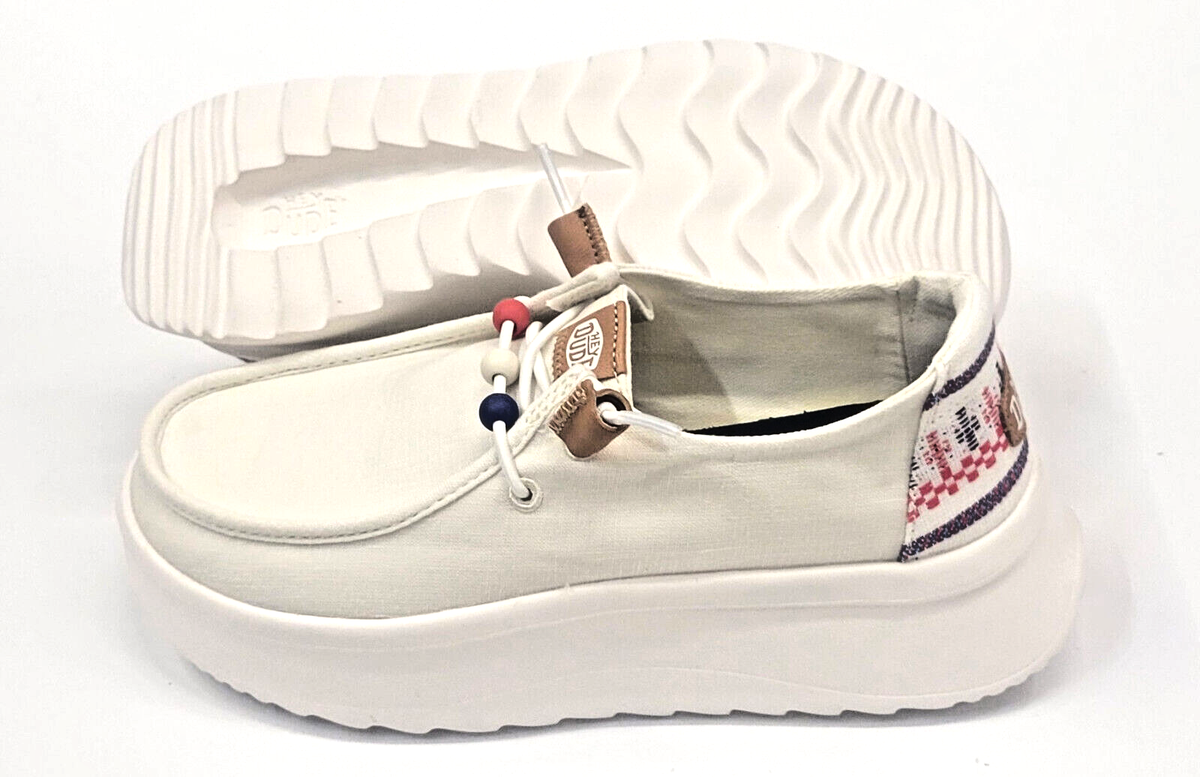 Hey Dude Womens Wendy Peak Baja Stripe White 6 | eBay
