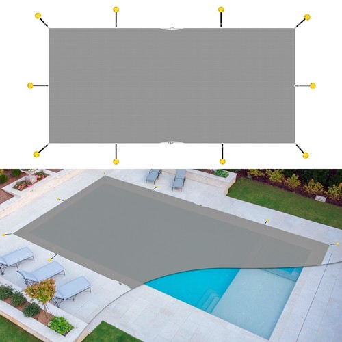 Winter Pool Cover Rectangle Heavy Duty Safety Inground Swimming Pool Cover Gray - Picture 3 of 10