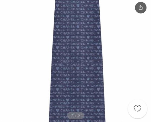 New CHANEL Blue Heart Logo Silk Tie 2024 Current Tag Luxury Designer Men 9813AK - Picture 9 of 10