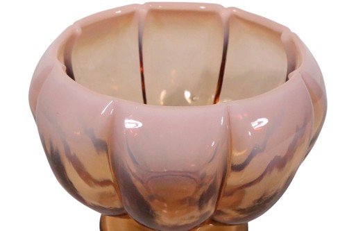 Fenton Footed Glass Centerpiece Bowl Opalescent to Amber - Picture 8 of 11