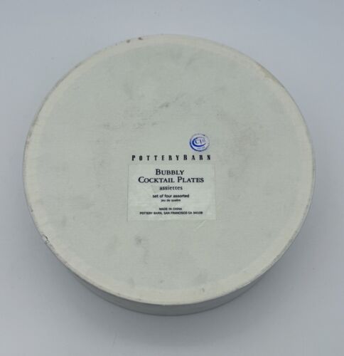 POTTERY BARN BUBBLY Cocktail Plates 8.25” Original Box Set of 4 Vintage - Picture 3 of 15