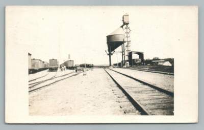 Railroad Coaling Tower or Grain Elevator MANLY Iowa RPPC Train Yards Photo 1910s